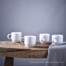 Haonai white stackable mug porcelain coffee mug 4 piece a set porcelain mug